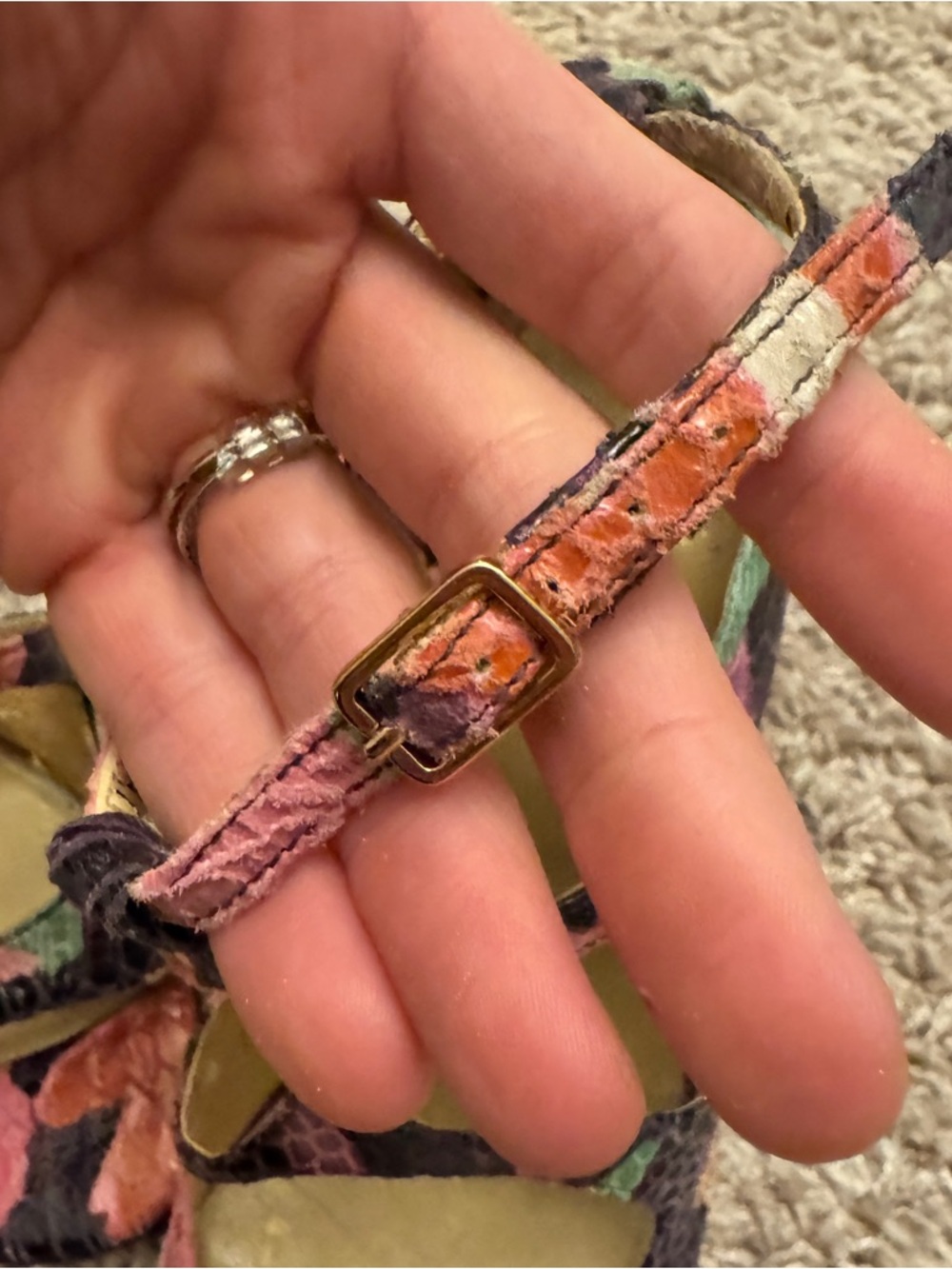 Stuart Weitzman Pink Floral Snake-Print Strappy Stiletto Sandals Size 8.5 - Picture 7 of 14
